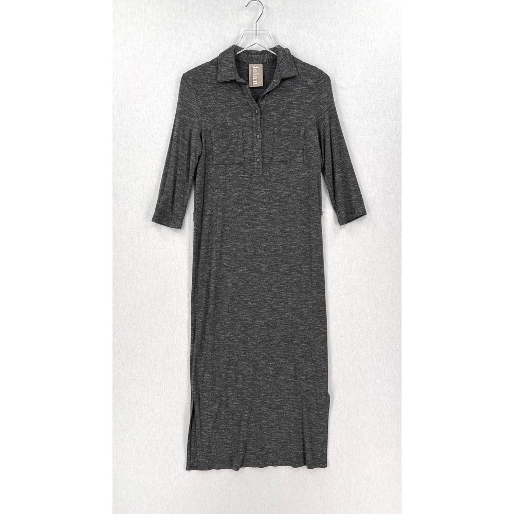 ANTHROPOLOGIE DOLAN Sarana Dress Womens Small Gray Black White Collared Belt - Picture 2 of 14